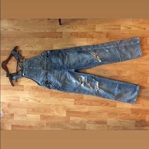 Light-wash blue overalls